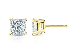 10K Gold Square CZ Earrings