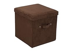 Folding Storage Ottoman - Brown