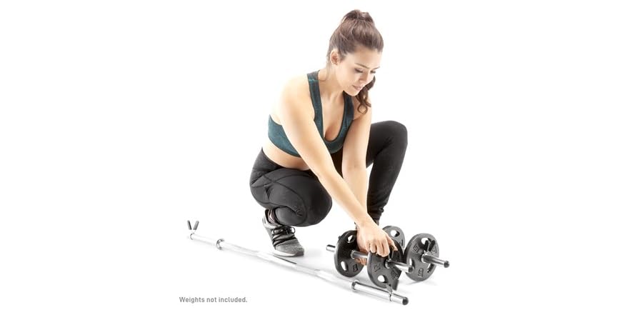 Marcy Curl Bar And Dumbbell Handle Set With Spring Collars - Home Gym Weightlifting Equipment