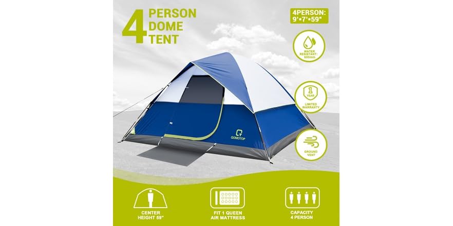 Qomotop 4 Person Camping Tent