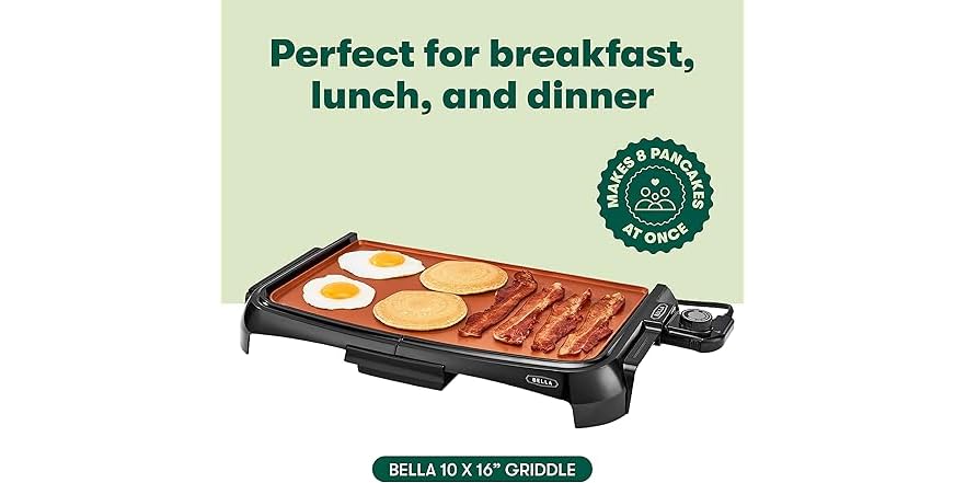 Electric Griddle Nonstick Copper Griddle BELLA Griddle Ceramic