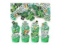  24 Pack Happy St Patrick's Day Cupcake Toppers Clover 