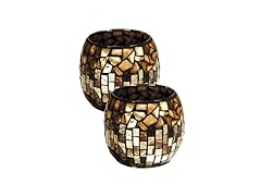 2PC Amber Shell Candle Votive set