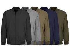 Mens Lightweight Bomber Flight Jacket (1 or 2Pk)