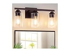 3-Light Bathroom Light Fixtures, 19" Modern, Brown