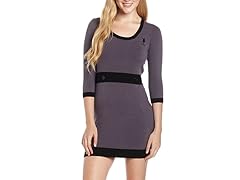 Solid Dress with 3/4 Sleeve, Portal Gray