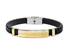 2-Tone Bracelet w/ Greek Key Accent