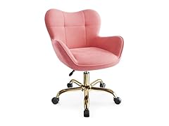 BestEra Vanity Chair with Wheels, Cute Desk Chairs Adjustable Height for Bedroom, Modern Makeup Chair with Back(Pink) (Open Box)