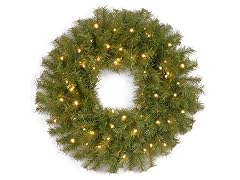 National Tree Company 24 in. Pre-Lit Norwood Wreath