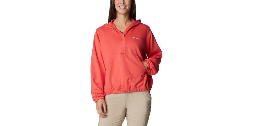 Columbia Women's Logo French Terry Hoodie, Peach Cloud, Size 3X