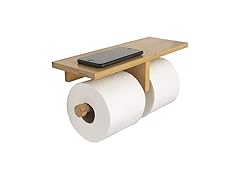 Natural Bamboo Double Dual Toilet Paper Holder