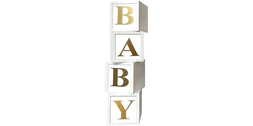 4 PC Baby Shower Lettered Decor Boxes