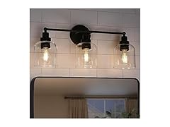 GEPOW Bathroom Wall Light Fixtures, 3-Light Black