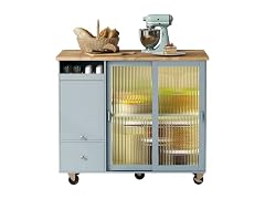 Kitchen Island Cart, Drop Leaf, LED