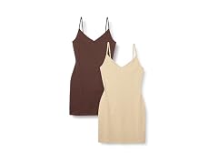 Amazon Essentials Women (XXS) V Neck Dress Brown