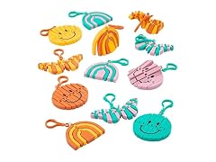 Fun Express Happy Assorted Fidget Toy Backpack Clips, 12 Pieces