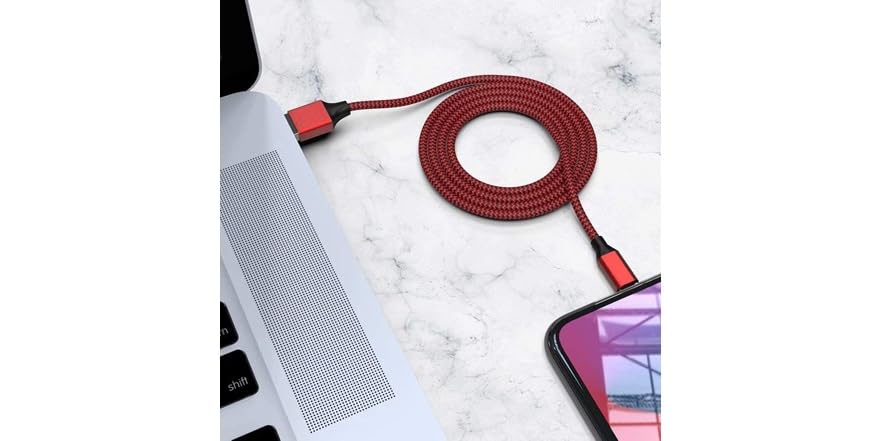 (5 Pack) Nylon Braided Lightning Charging Cables (3ft/3ft/6ft/6ft/10ft)