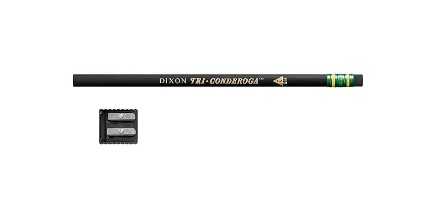 Ticonderoga Dreieck-Bleistift 6er Pack – Weiche Mine, Ergonomisch & Inkl. Spitzer, Schwarz