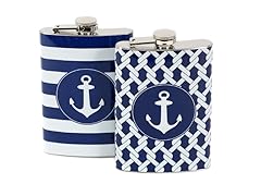 8oz Metal Anchor Flask, Set of 2