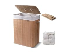 CleverMade Bamboo Laundry Hamper Double with Lid, 103L