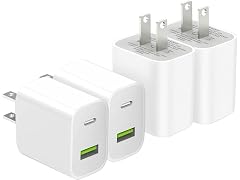 (4 PACK) 20W Dual Port USB-C & USB-A Charger Blocks