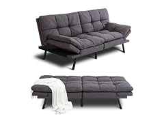 Opoiar Futon Sofa Bed, Memory Foam, Grey