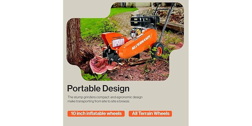 SuperHandy Gas Stump Grinder 9HP Engine