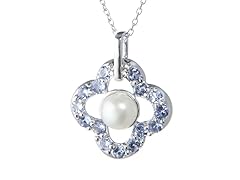 Silver Necklace w/ Pearl & Tanzanite