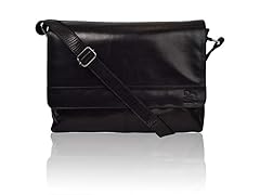 Estalon Leather Messenger Bag, Black