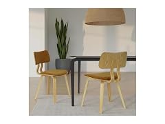 Jaguar Camel Curved Back Wood Chair Set of 3