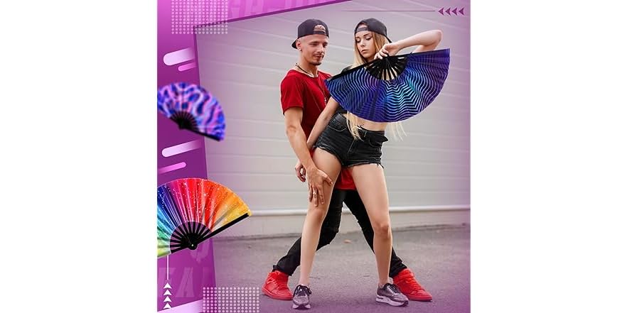 10 PC Bamboo Ribs Rave Folding Fan