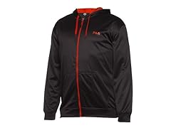 Plaited Fleece Hoody (Tall)-Ebony/Orange