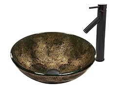 VIGO Sintra Glass Vessel Sink  and Dior Faucet Set in Antique Rubbed Bronze Finish
