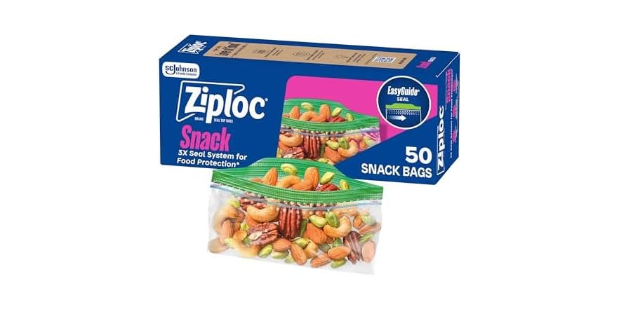 50-Count Ziploc Snack Bags $2.19 + Free Shipping w/ Prime or on $35+