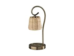 Adesso Candle Warmer Lamp, Antique Brass & Rattan, Dimmable