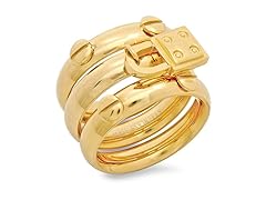 Ladies 18k Gold Plated Locket And Screws Ring