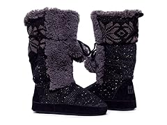 Jewel Sprinkled Slipper Boot, Black