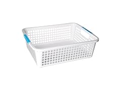 Fittdeals Classroom Baskets Storage Trays, Rectangular, White