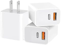 (3 PACK) 20W Dual Port USB-C & USB-A Charger Blocks