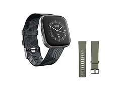 Fitbit Versa 2 Special Edition Health and Fitness Smartwatch with Heart Rate, Music, Alexa Built-In, Sleep and Swim Tracking, Smoke Woven/Mist Grey, One Size (S and L Bands Included) (Open Box)