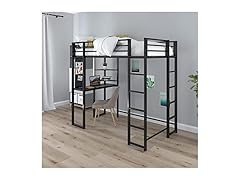 DHP Abode Twin Size Metal Loft Bed, Black