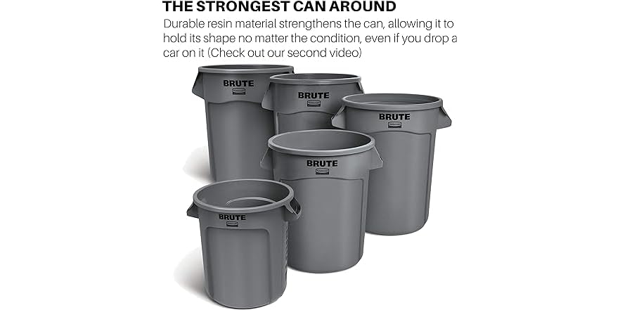Rubbermaid Commercial Brute Contenitore Per Rifiuti Rotondo 10 Galloni (38 Litri) - Giallo, Heavy-Duty - 3