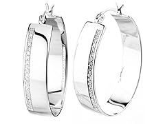 Sterling Silver 0.25 CT Diamond Hoop Earrings