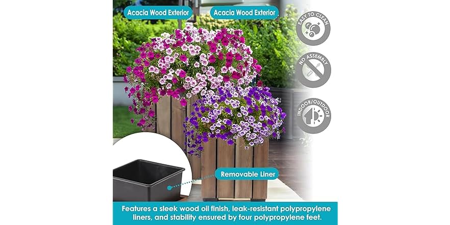 Sunnydaze Indoor Outdoor Wooden Planter Boxes 2PK sunnydaze-indoor-outdoor-wooden-planter-boxes-2pk