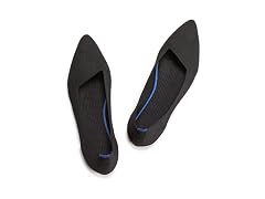 Pointed Toe Knit Flats, Black 7.5
