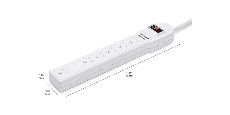 thumbnail image 2 of CRST 8-Outlet Individual Switch Power Strip With Surge Protection – 6FT Cord, Metal Housing, 1875W – Black/Yellow 2 of 5