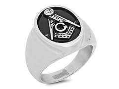 2-Tone SS Masonic Ring w/ Black IP