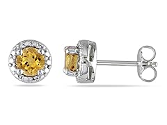 Silver 7/8ct Citrine Stud Earrings