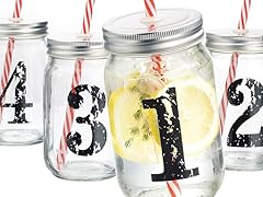 4Pc 15oz Mason Jars w/ Matching Straws