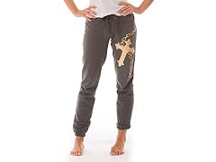 French Terry Pants Cross Chain Graphic, Grey